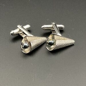Pair of Silver Tone Modernist Cufflinks